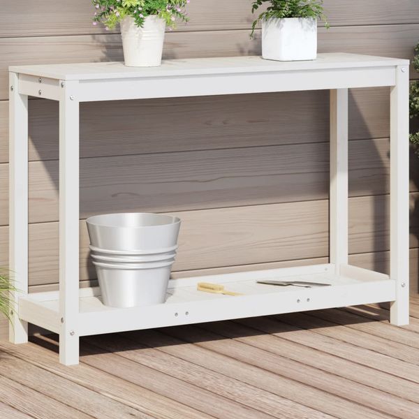 vidaXL Stôl na presádzanie s policou biely 108x35x75 cm borovica
