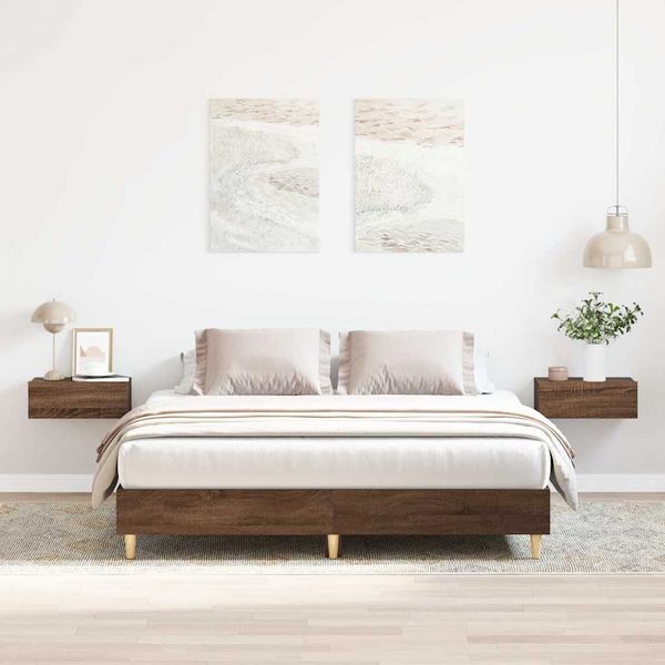 vidaXL Posteľný rám bez matraca hnedý dub 140x200 cm kompozitné drevo
