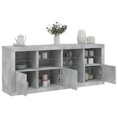 vidaXL Komoda s LED svetlami betónovo-sivá 164x37x67 cm