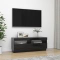 vidaXL TV skrinka s LED svetlami lesklá čierna 100x35x40 cm