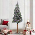 vidaXL Úzky vianočný stromček s 300 LED-i so stojanom Zelená 210 cm