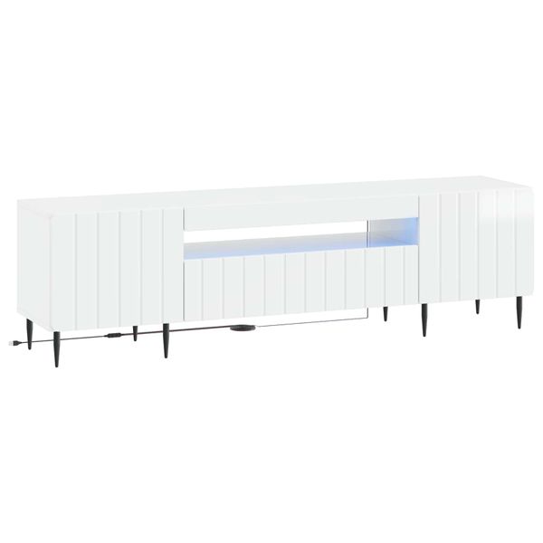 vidaXL LED TV kabinet Biela s vysokým leskom Kompozitné drevo