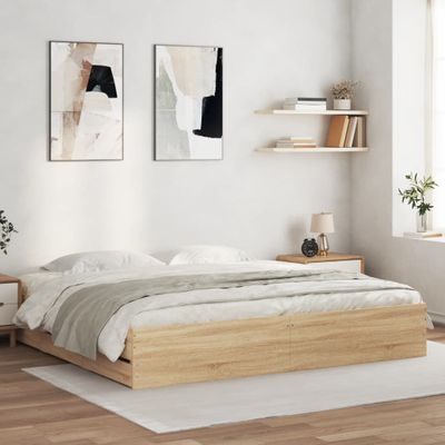 vidaXL Posteľný rám so zásuvkami dub sonoma 200x200cm kompozitné drevo