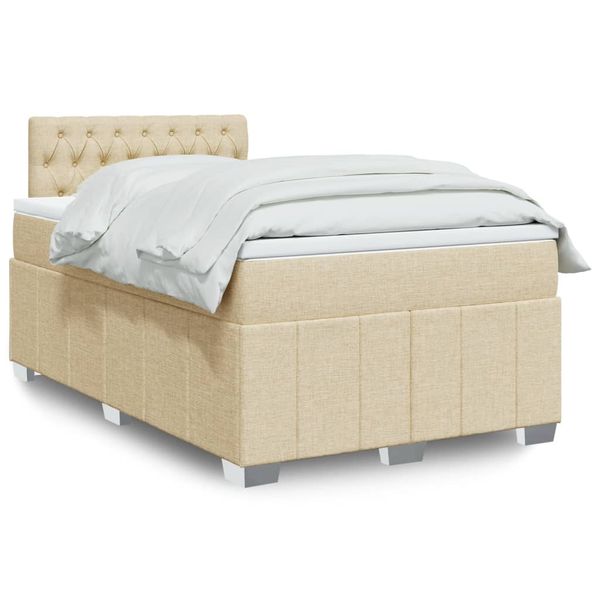 vidaXL Boxspring posteľ s matracom krémový 120x200 cm látka