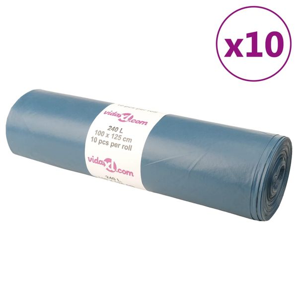 vidaXL Vrecia na odpadky 100 ks modré 240 l