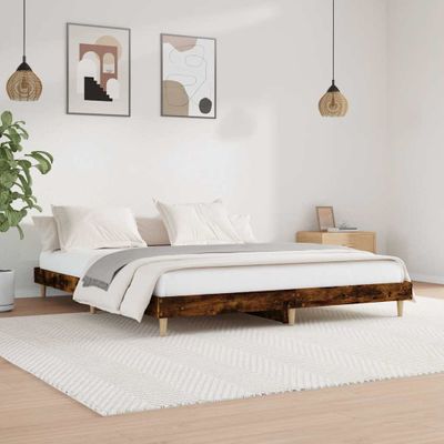 vidaXL Posteľný rám bez matraca dymový dub 120x200 cm kompozitné drevo