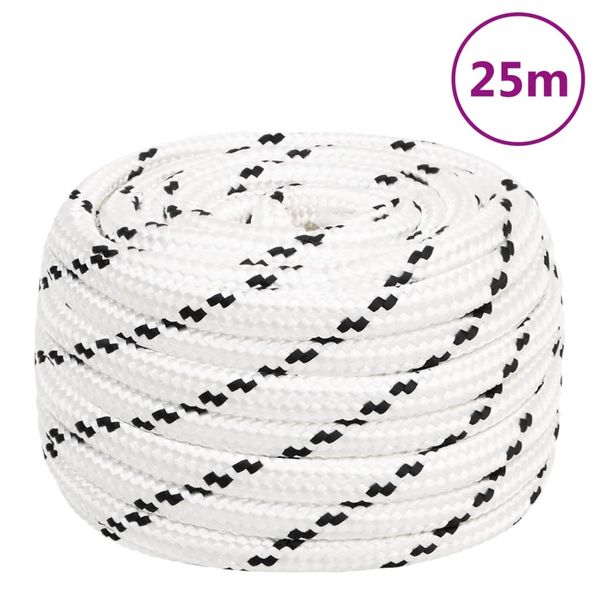 vidaXL Pracovné lano biele 20 mm 25 m polyester