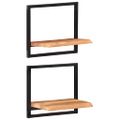vidaXL Nástenné police 2 ks 40x24x35 cm akáciový masív a oceľ
