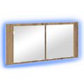 vidaXL Zrkadlový kabinet s LED Remeselný dub 100 x 12 x 45 cm
