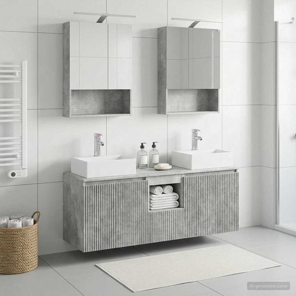 vidaXL Set kabinetov do kúpeľne 5 pcs Betónovo sivá Kompozitné drevo