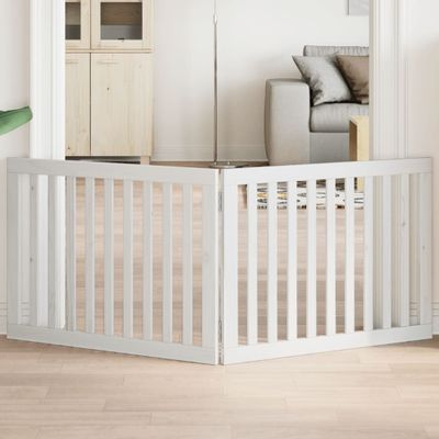 vidaXL Brána pre psa skladacia 2 panely biela 160 cm topoľové drevo