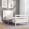 vidaXL Rám postele s čelom biely 100x200 cm masívne drevo