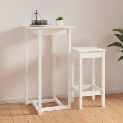 vidaXL Barový stolík biely 60x60x110 cm masívne borovicové drevo