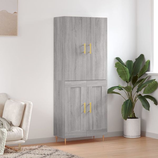 vidaXL Vysoká skrinka sivý dub sonoma 69,5x34x180 cm spracované drevo
