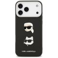 Karl Lagerfeld FW Zrnitý Karl & Choupette hlavičky špendlíky a logo obal pre iPhone 17 Pro Max čierna