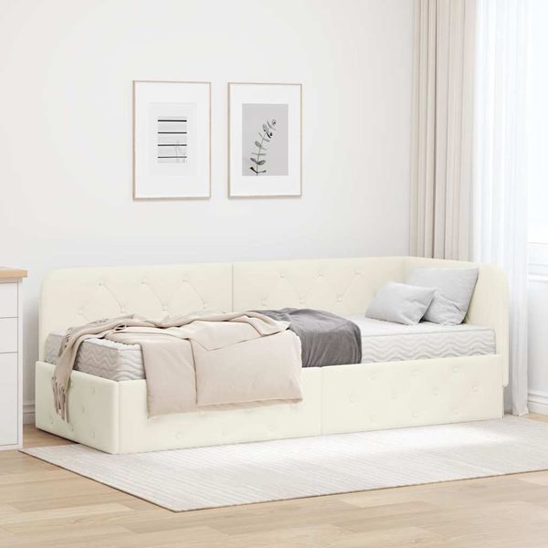 vidaXL Rohový rám postele Krémová 80 x 200 cm Zamat