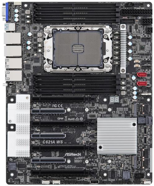 ASRock C621A WS / Intel C621A (Socket P+) / LGA4189 / 8x DDR4 / 2x M.2 / VGA / ATX Základná doska, Intel C621A, LGA4189, 8× DDR4 RDIMM (max. 256GB), 2× M.2, VGA, ATX