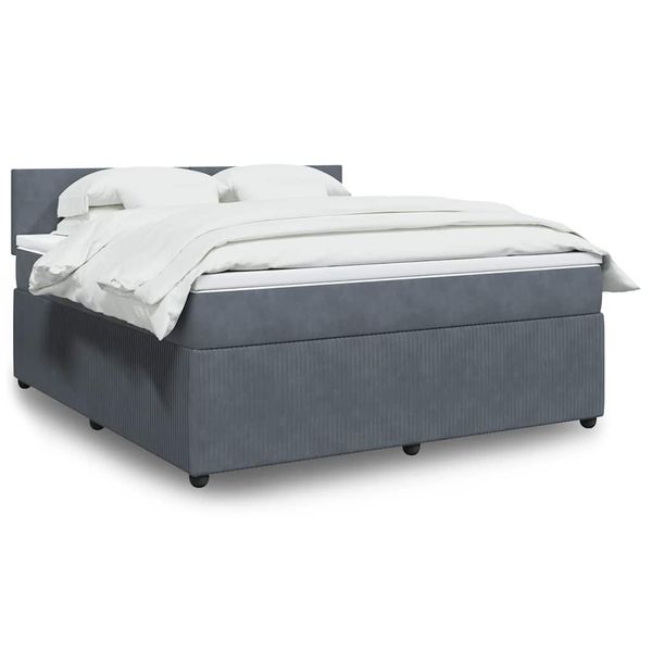 vidaXL Posteľný rám boxspring s matracom tmavosivý 180x200 cm zamat