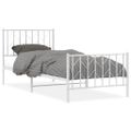 vidaXL Kovový rám postele s predným a zadným čelom biely 90x190 cm