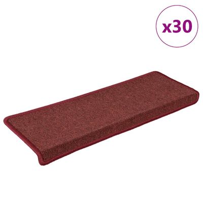 vidaXL Schodové rohože 30 ks 65x21x4 cm bordové s obdĺžnikovým okrajom