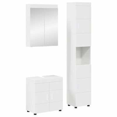 vidaXL Sada kúpeľňového nábytku TULUM 3 pcs Vysoký lesk bielej
