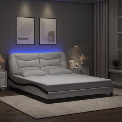 vidaXL Rám postele s LED bez matraca Hvar biely a čierny 160x200 cm