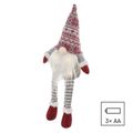 LED vianočný škriatok sediaci, 27 cm, 3x AA, vnútorný, teplá biela