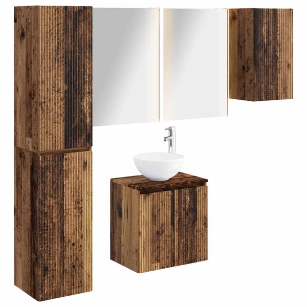 vidaXL Set kabinetov do kúpeľne 5 pcs Staré drevo 53 x 15,5 x 70 cm
