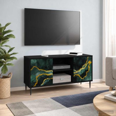vidaXL TV skrinka WIJHE 102 x 33 x 51 cm Čierny dub Kompozitné drevo