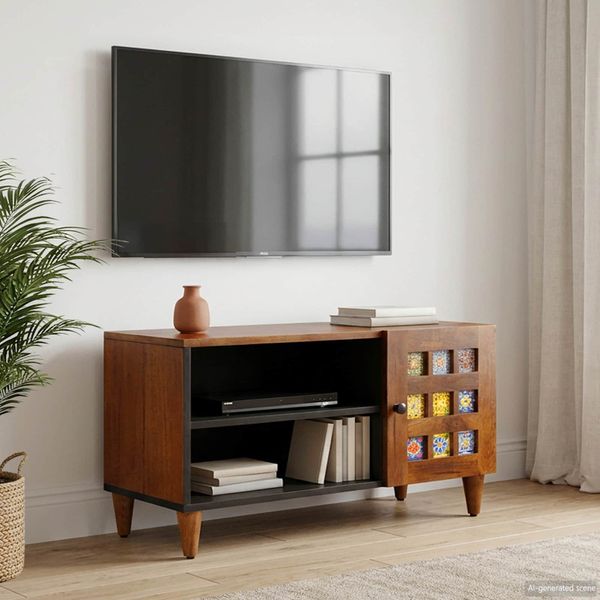 vidaXL TV skrinka s dverami Orech 80 x 33 x 46 cm Masívne mango drevo
