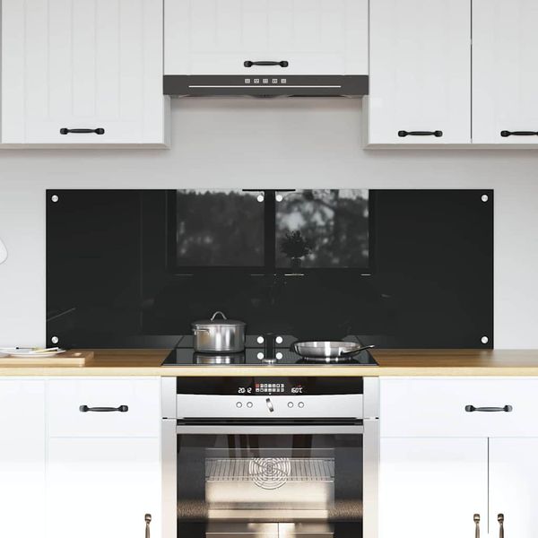 vidaXL Kuchynský obklad 2 pcs Čierna 70 x 50 cm tvrdené sklo