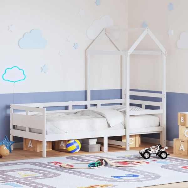vidaXL Denná posteľ so strieškou biela 80x200 cm borovicový masív