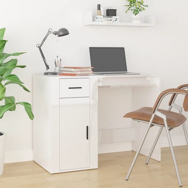 vidaXL Stôl vysoký lesk biely 100x49x75 cm spracované drevo