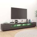 vidaXL TV skrinka s LED svetlami lesklá sivá 260x35x40 cm