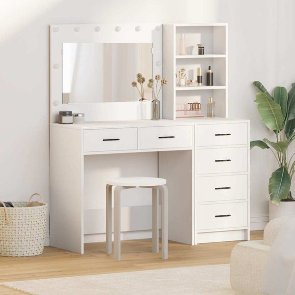 vidaXL Toaletný stolík Biela 78.5 x 41 x 135 cm Kompozitné drevo