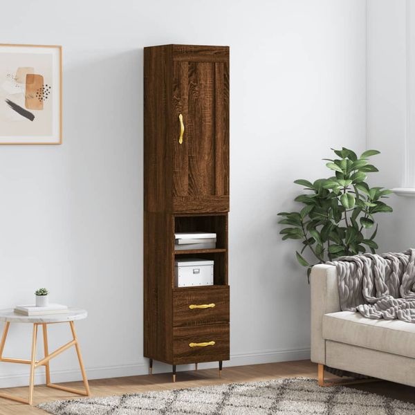 vidaXL Vysoká skrinka hnedý dub 34,5x34x180 cm spracované drevo