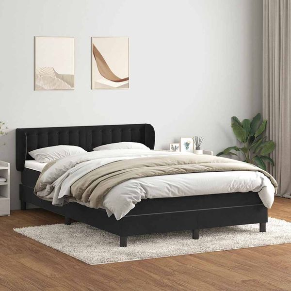 vidaXL Posteľný rám boxspring s matracom čierny 160x210 cm zamat