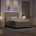 vidaXL LED box s pružinami Svetlo šedá a biela 140 x 190 cm