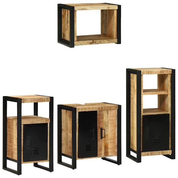 vidaXL Sada kúpeľňového nábytku 4 ks Hnedá a čierna 55 x 35 x 60 cm