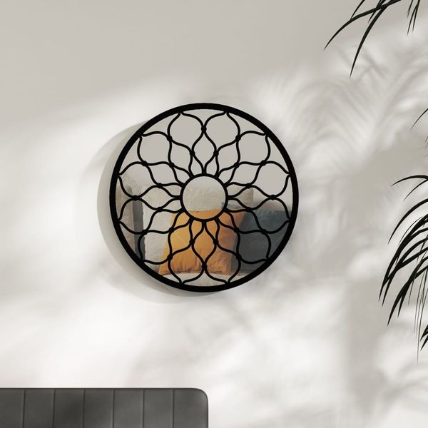 vidaXL Zrkadlo čierne 40x3 cm železo okrúhle interiérové