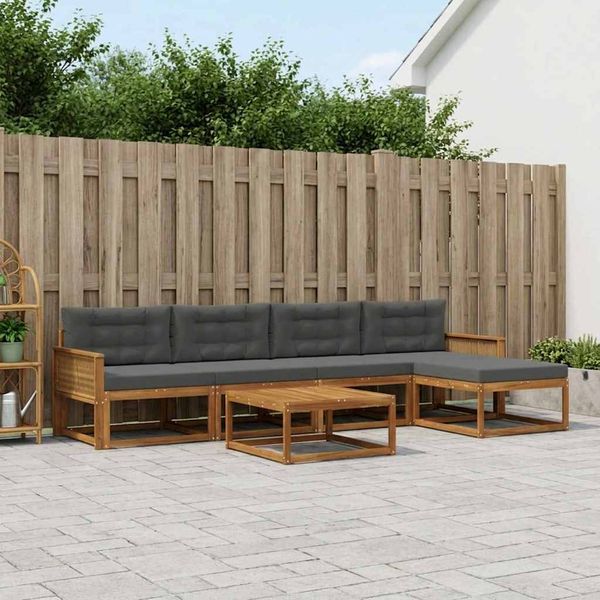 vidaXL Záhradná súprava gaučov s vankúšom 6 pcs Prírodná a antracitová