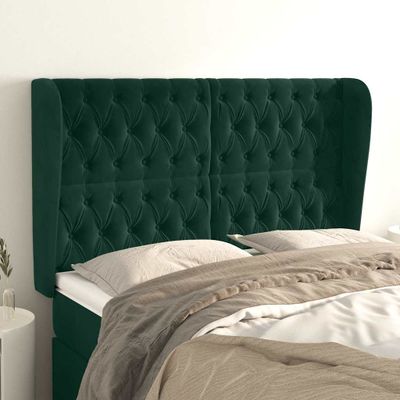 vidaXL Čelo postele so záhybmi tmavozelený 147x23x118/128 cm zamat