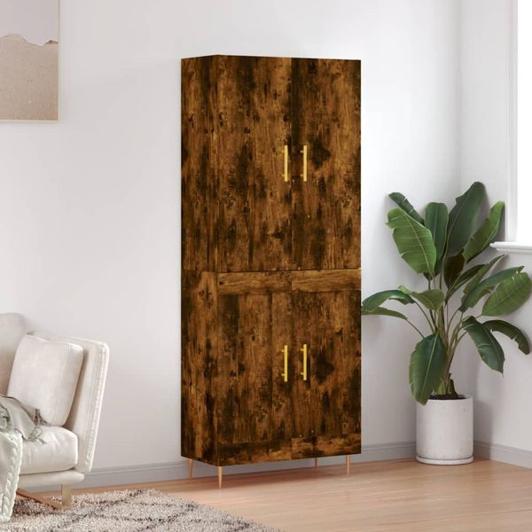 vidaXL Vysoká skrinka dymový dub 69,5x34x180 cm spracované drevo