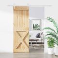 vidaXL Posuvné dvere 80 x 210 cm Borovicový masív Prírodná a biela