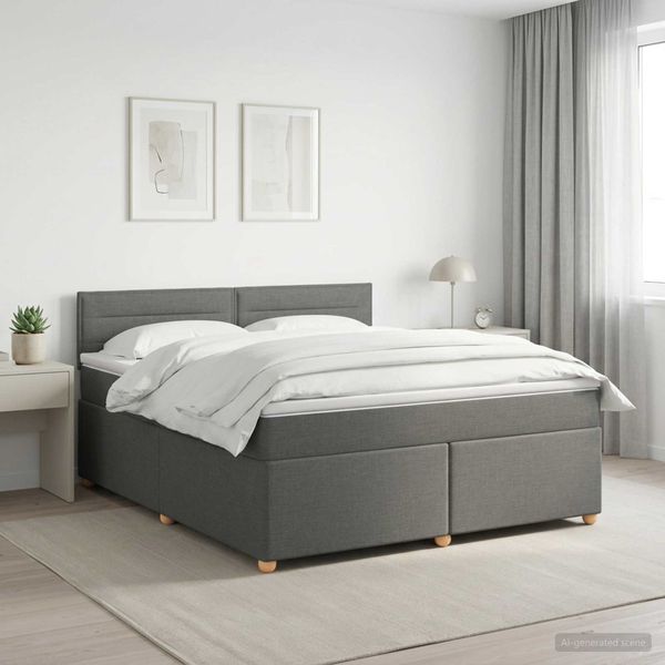 vidaXL Posteľ boxspring s matracom Tmavosivá 140 x 200 cm Látka