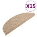 vidaXL Kobercové nášľapy na schody 15 ks bledohnedé 65x21x4 cm