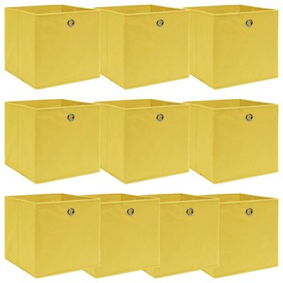 vidaXL Úložné boxy 10 ks, žlté 32x32x32 cm, látka