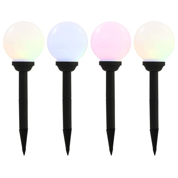 vidaXL Vonkajšie solárne lampy 4 ks 15 cm LED guľové RGB