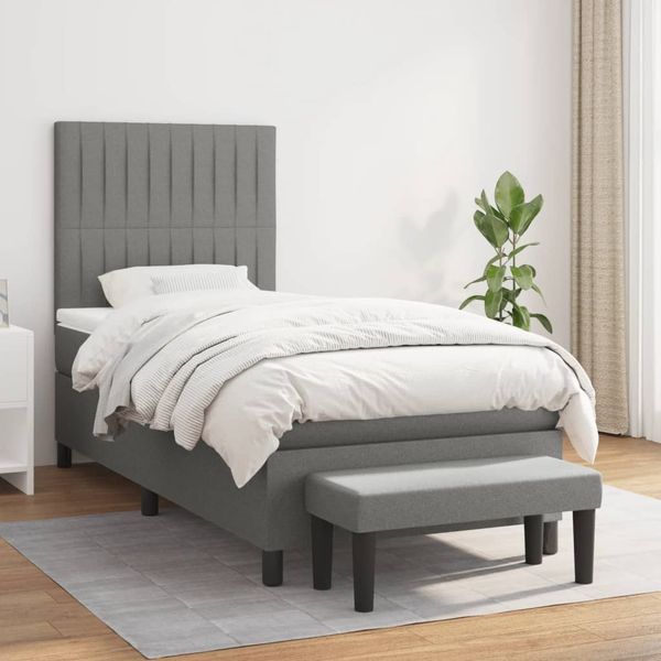 vidaXL Boxspring posteľ s matracom tmavosivá 90x190 cm látka
