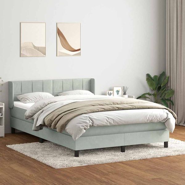 vidaXL Box Spring Posteľ s matracom Svetlosivá 140x220 cm Zamat